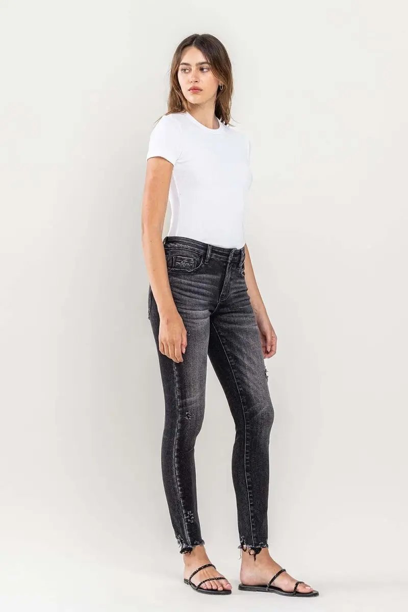 Lovervet Raw Hem Cropped Skinny Jeans for Stylish Outfits - Love Salve